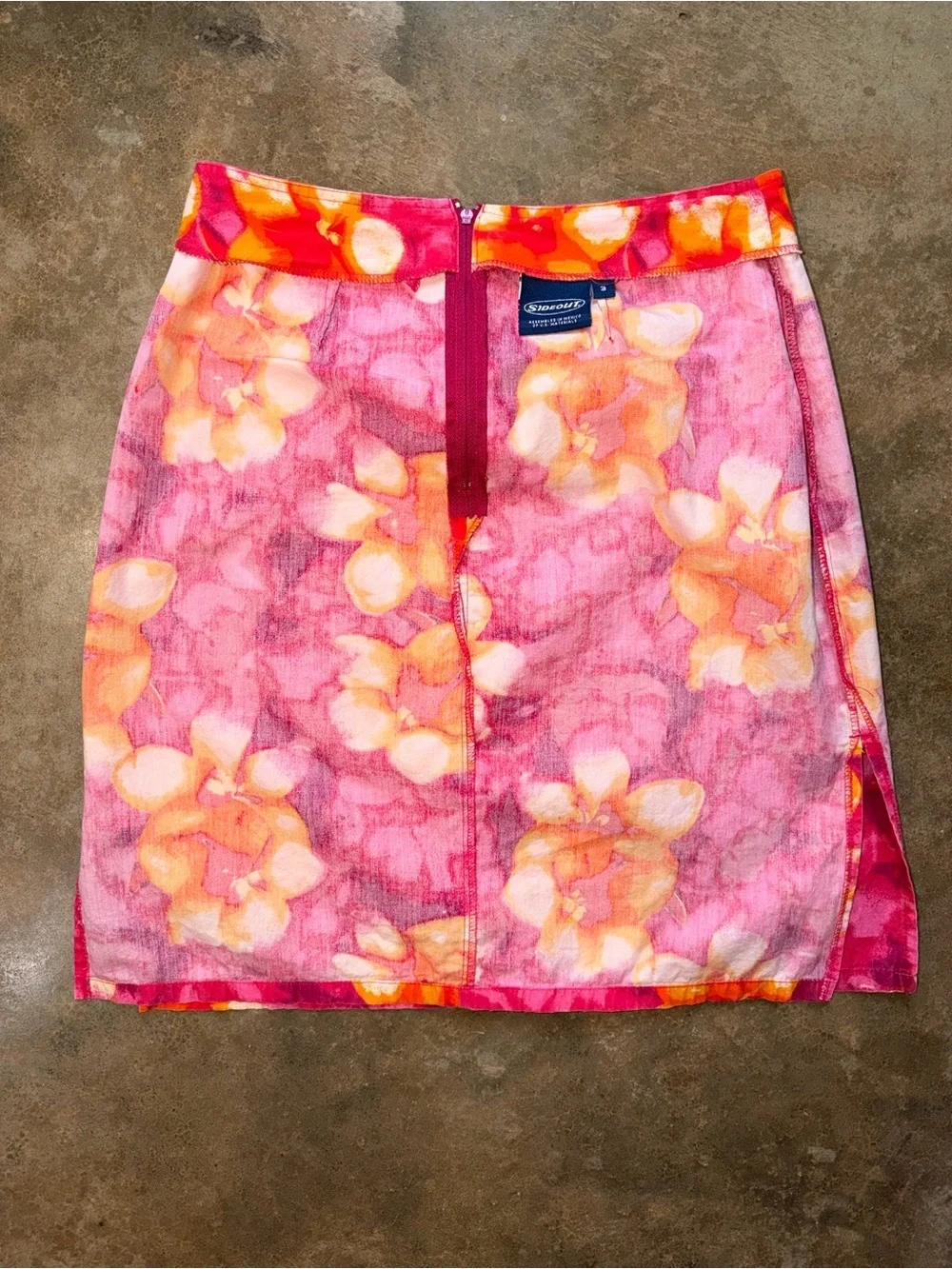 Sideout Floral Mini Skirt Pink Orange Tropical Y2K Summer Women’s Size 3 - Picture 7 of 13